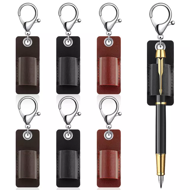 Portable Pen Holder Leather Pen Pocket Badge Reel Holder For Business Adults