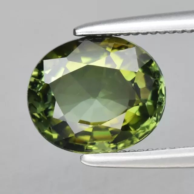 1.46ct 7.7x6.5mm VVS Oval Natural Unheated Green Tourmaline Gemstone, Tanzania