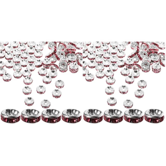 200 Pcs Metal Jewelry Beads Wheel Spacer Bead Decorative Beads Rhinestones