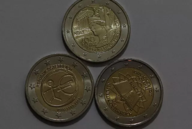 🧭 🇦🇹 Austria - 2 Euro - 3 Commemorative Coins B58 #109