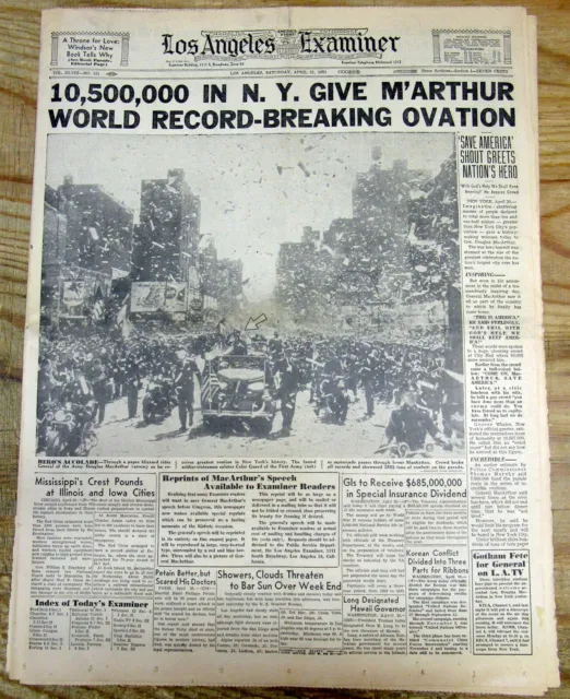 1951 newspaper GEN DOUGLAS MacARTHUR FIRED by PRESIDENT TRUMAN during KOREAN WAR