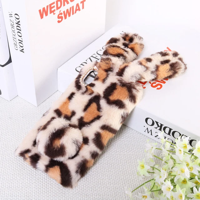 Peluche Lapin Cas De Téléphone De Mode Strass Hiver Garder Chaud 10