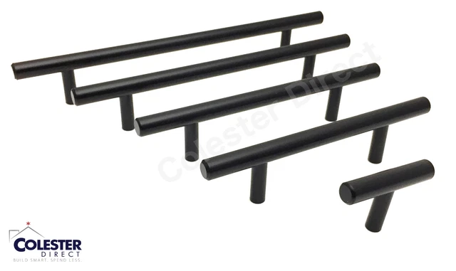 Matte Black T Bar Pull Handle Cabinet Door Kitchen Drawer Hardware 2" - 8.75"