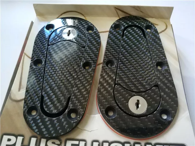 Universal JDM Carbon Fiber Hood Pin Plus Flush Mount latch Kit Lock With Key NEW