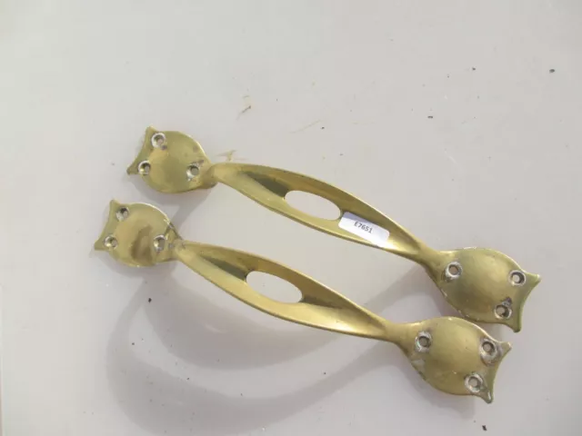 Antique Brass Door Handles Shop Pulls Old Vintage Art Nouveau "R.E&Sons" 10"H