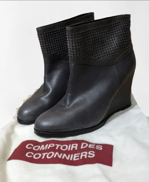 💕 Comptoir des Cotonniers  36  💕 chaussures cuir grises low boots bottines