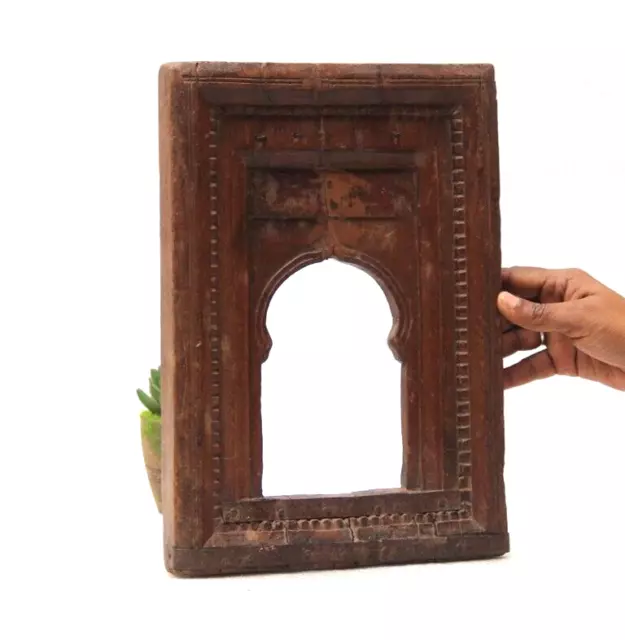 Antiguo marco de madera templo tallado pared colgante hecho a mano antiguo...