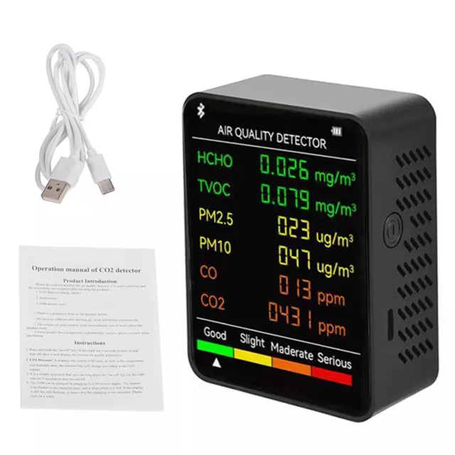 6 IN 1 C02 Misuratore PM2.5 PM10 Hcho Tvoc CO2 Multifunzione Aria Qualità Tester