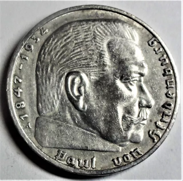 3 Reich 2,- Reichsmark 1939 A Silber Paul.v. Hindenburg  vz / xf mit Kapsel