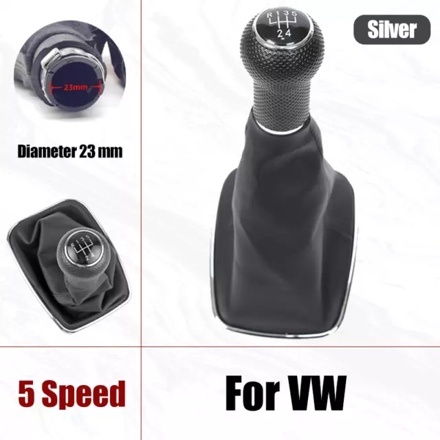 Silver 5 Speed 23mm Car Gear Shift Knob Head For Volkswagen Mk4 Golf Jetta Bora