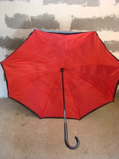 Parapluie Inversé Noir Bleu Anse C Anti UV anti retournement