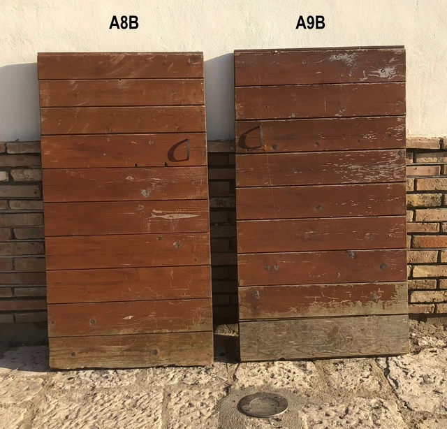 Antica anta rustica di Porta  finestra o armadio a muro in legno massello 126cm