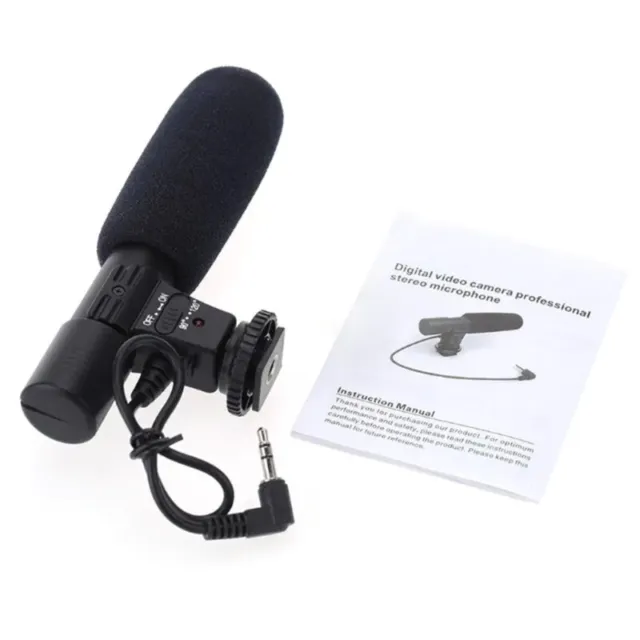 Portable Condenser Stereo Microphone Mic with 3.5mm Hot Shoe Mount for DSLR