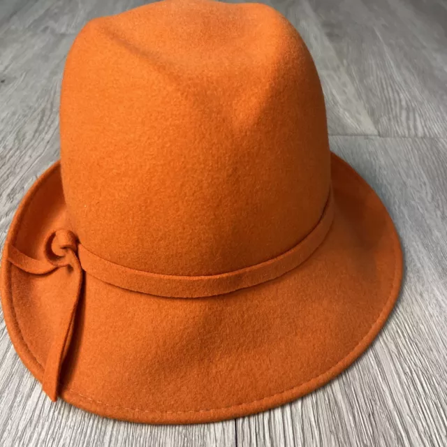 Alessandra Bacci Firenze Women's Hat Orange Bucket Wool Made in Italy