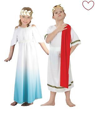 Girls Boys Roman Fancy Dress Goddess Emperor Toga Greek Costume