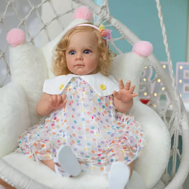 24" Reborn Baby Dolls Silicone Vinyl Handmade Newborn Lifelike Toddler Girl Toy