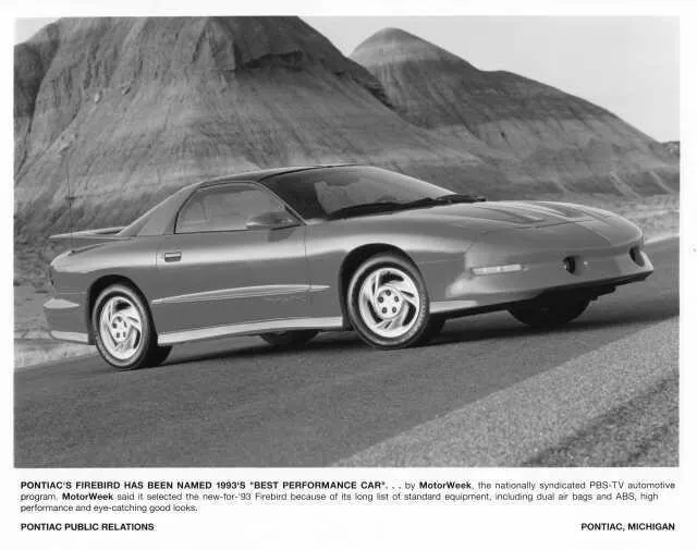 1993 Pontiac Firebird Best Performance Car Press Photo with Text 0080