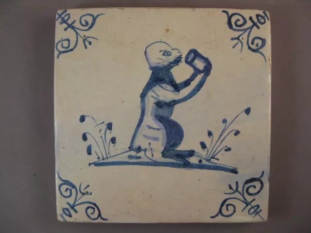Antique Dutch tile animal rare tiles 17th century -- free shipping