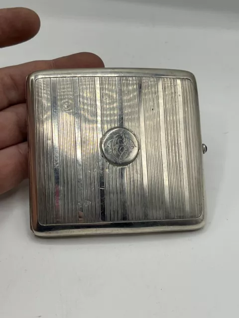 Ancien ETUI à CIGARETTES en ARGENT MASSIF  - Monogrammé 800