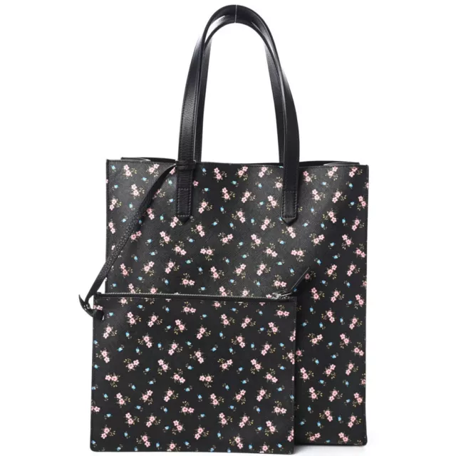 GIVENCHY Black Pink Floral Medium Stargate Shopper Tote Bag