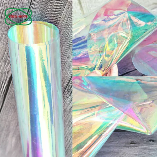 Roll-Of Iridescent Holographic Clear Transparent PVC Fabric Vinyl Film 2 Sizes