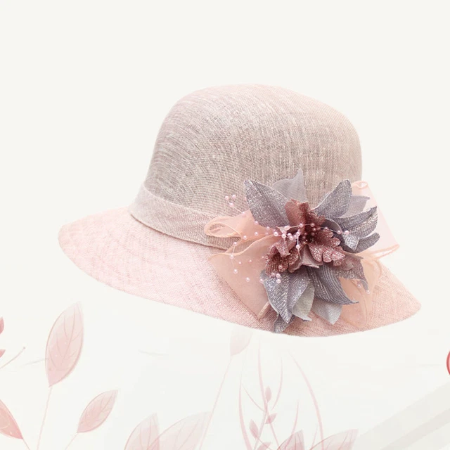 1PC décontracté chapeau de pêcheur coton lin respirant Protection UV fleur décor