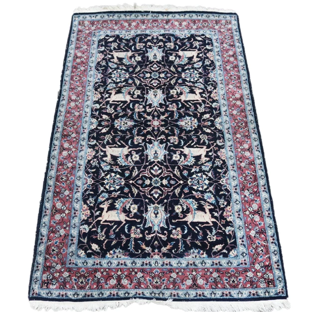Vintage Captivating PAKISTAN Area Rug HAND KNOTTED Antelope 3' x 5' Oriental
