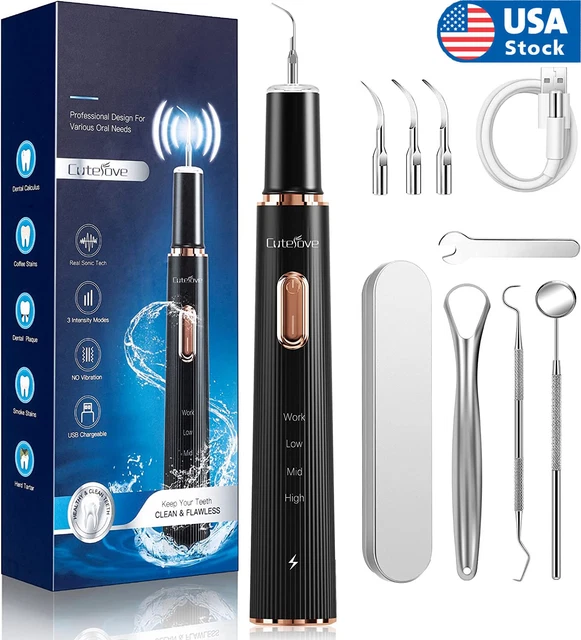 Ultrasonic Tooth Cleaner Kit Dental Plaque Calculus Stain Remover Teeth Cleaning