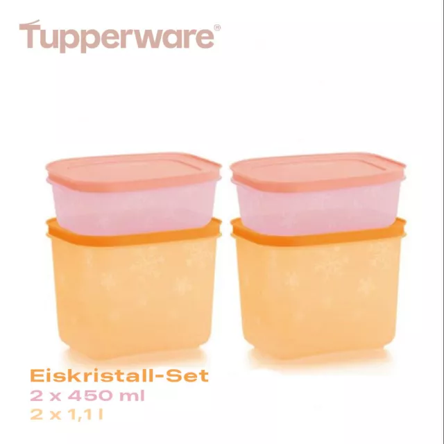 Tupperware Eiskristall Set 2 x 450ml 2 x 1,1L Gefrierdosen Tiefkühl Behälter NEU