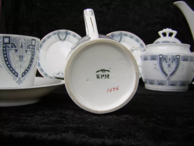 Antik Porzellan Kaffeeservice für 6Pers KPM Krister Waldenburg 1904-1927 3
