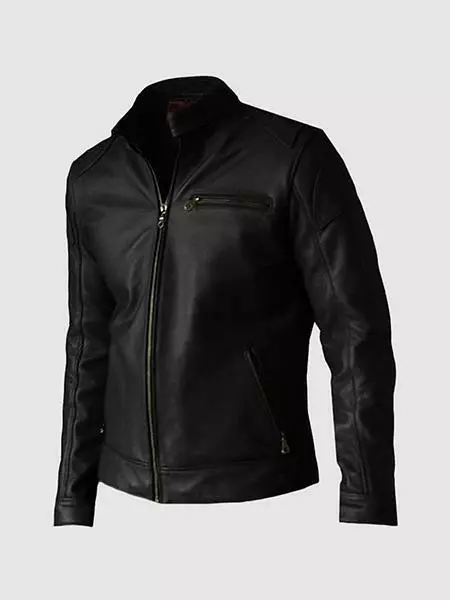 Men's Genuine Motorcycle Motorbike Cowhide Leather Jacket Biker Black
