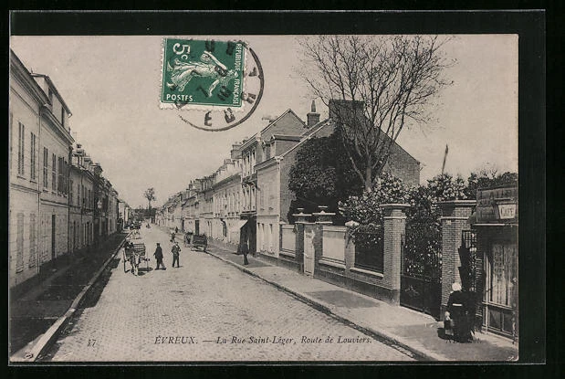 CPA Évreux, La Rue Saint-Léger, Route de Louviers 1910