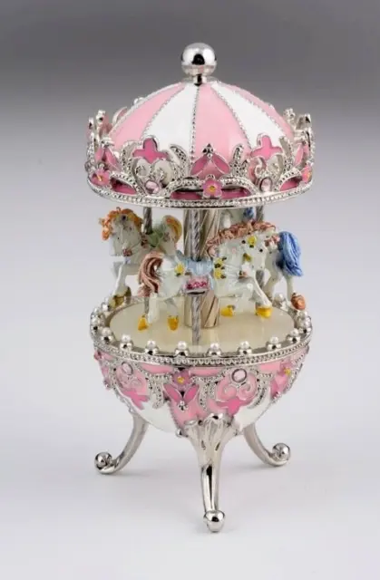 Keren Kopal Carrousel à chevaux rose décoré de cristaux autrichiens