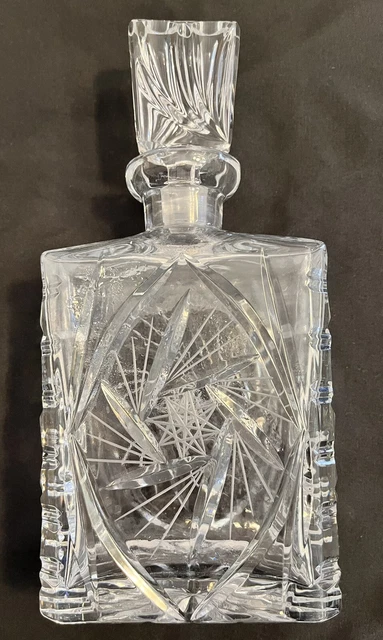 Antique American Brilliant Cut Crystal Glass Liquor Wine Bottle Decanter