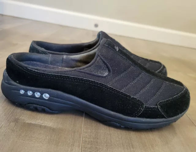 Easy Spirit Size 8 Slip On Sneaker Black Clog Athletic Fabric Mesh Suede Women