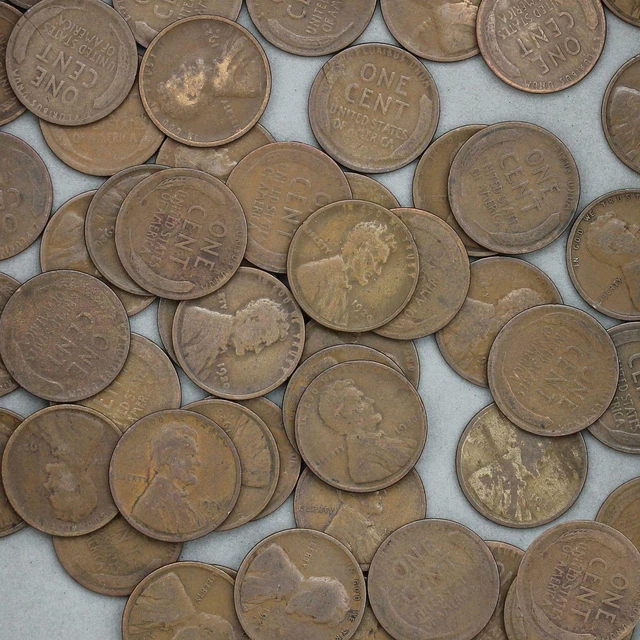 1920 D Lincoln Wheat Cent Roll 50 Circulated Pennies US Coins