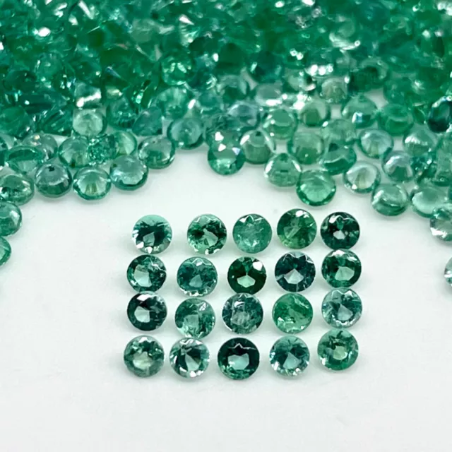 50 Pcs Natural Colombian Emeralds 1.9mm Round Diamond Cut Loose Gemstones Lot