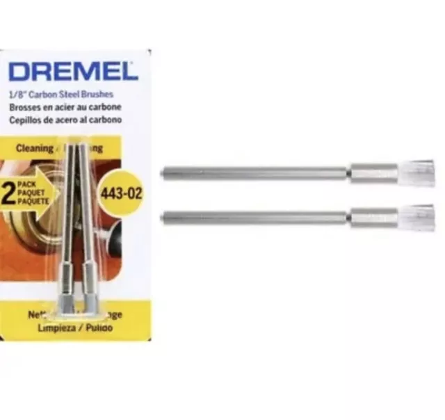 Dremel 443-02 - 2pc Carbon Steel End Brush - 1/8 inch shank