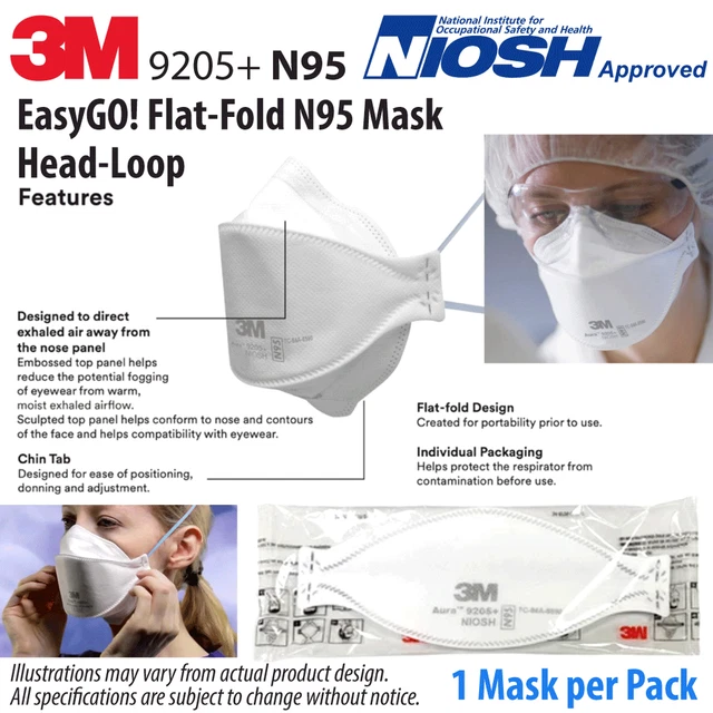 3M Aura 9205+ N95 Maschera Viso Respiratore Particolato Omologata - Foto 3