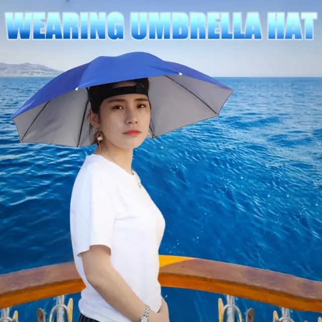 T0# 5pcs Outdoor Portable Anti-Rain Anti-Sun Fishing Head Umbrella Hat (Blue)