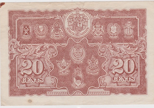 P9a MALAYA 1941 TWENTY CENTS BANKNOTE IN NEAR EXTREMELY FINE CONDITION - DIRTY 2