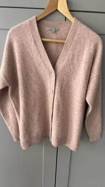 Cardigan rosa pallido Cos 100% cashmere taglia grande bottone anteriore morbido