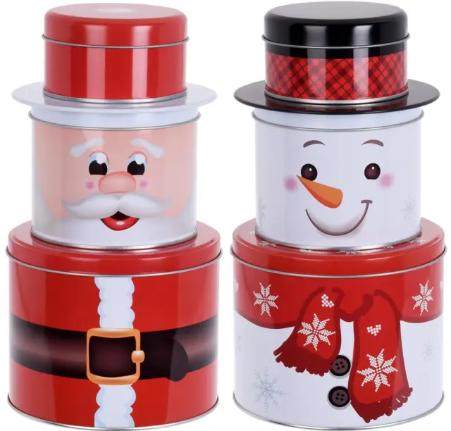 Weihnachtliche Keksdose 3-tlg  Schneemann Weihnachtsmann Plätzchendose Blechdose