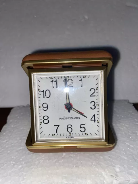 VTG Westclox Travel Alarm Clock, Brown Case, Nite Glow