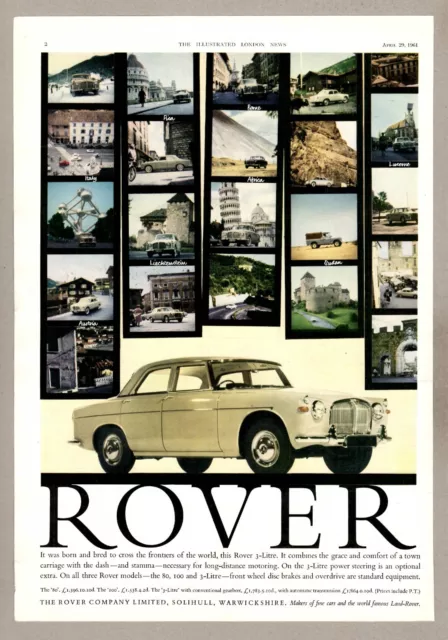 Rover 3 Litre Motor Car Vintage Advert 1961 14.5" x 10"