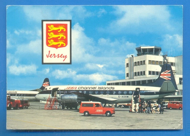 Jersey Airport With Bia Channel Islands Aircraft.postcard