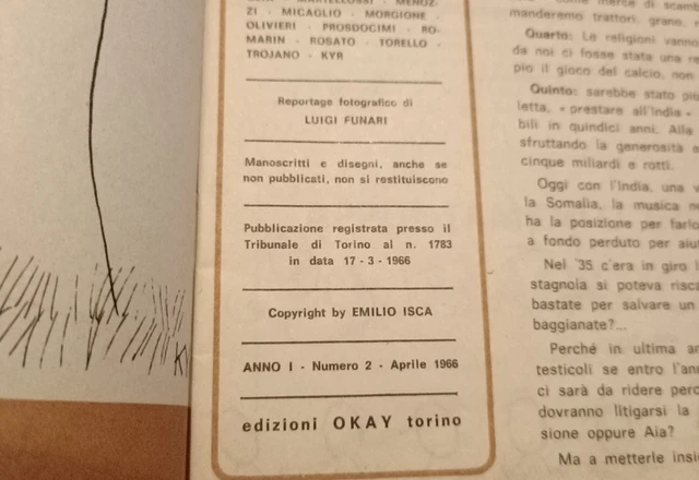 OKAY MENSILE UMORISTICO Anno I N°2 1966 Vignette Erotiche Ed. Emilio ...