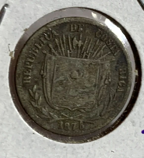 1875 Costa Rica Silver 10 Centavo, KM # 121