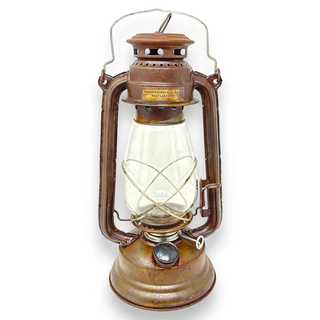 Union Pacific Railroad Salt Lake City Metal Railroad Lantern W/ Antique Finish