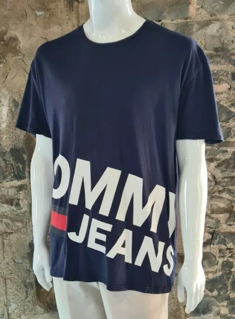 Tommy Hilfiger T Shirt Navy Blue Crew Neck Size XL Men's Relaxed Fit.        167